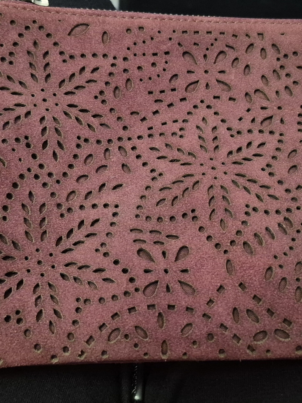 Shyanne Western Style Clutch Laser-Cut Suede Clutch in Dusty Rose brand new